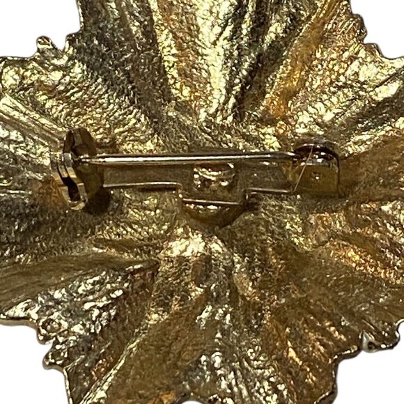 Vintage Pearl Gold Brushed Silver Brutalist Flower Star Brooch Pin MCM - Picture 4 of 4